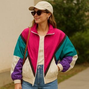 Vintage 90s Nuage Sport Colorblock Windbreaker S